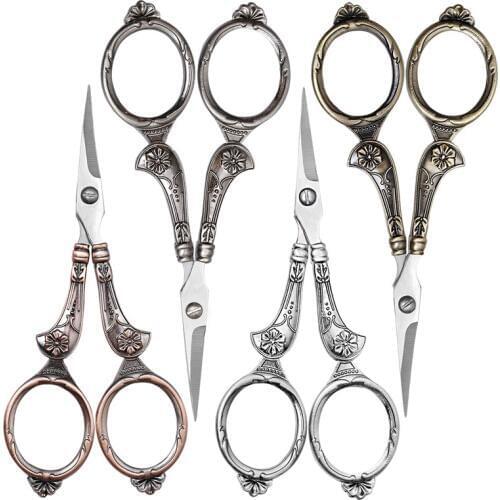 MIUSIE Mini Vintage Stainless Steel Sewing Scissors Classical Needlework Embroidery Fabric Cutting Dressmaker Pointed Shears