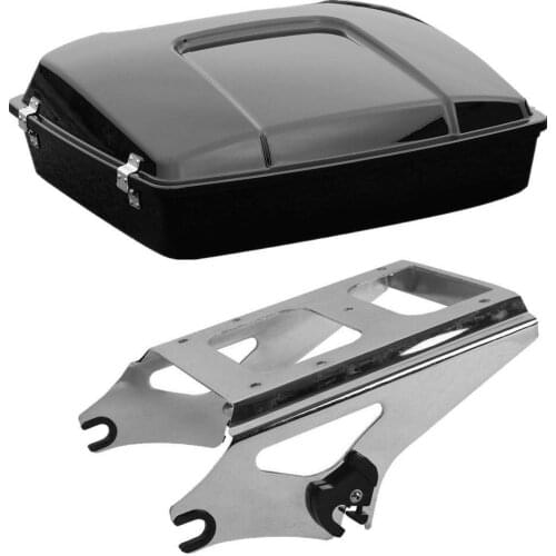 Motorcycle Black Razor Trunk 2 Up Mount Rack For Harley Tour Pack Touring Electra Glide Road King Street Glide Road Glide 09-13