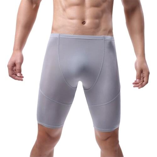 Sexy Lingerie Men Leisure Sports Ice Silk Medium Waist Pants With Flat Top And Three-quarters Нижнее Белье Женское Сексуальное