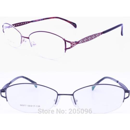 66977 oval shape halfrim metal with luxury carving flower colorful pattern progressive prescription trendy glasses for women