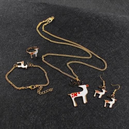 Exquisite Christmas Deer Series Jewelry Inlaid Red Rhinestone Pendant Necklace for Female Friends Fashion Glamour Jewelry