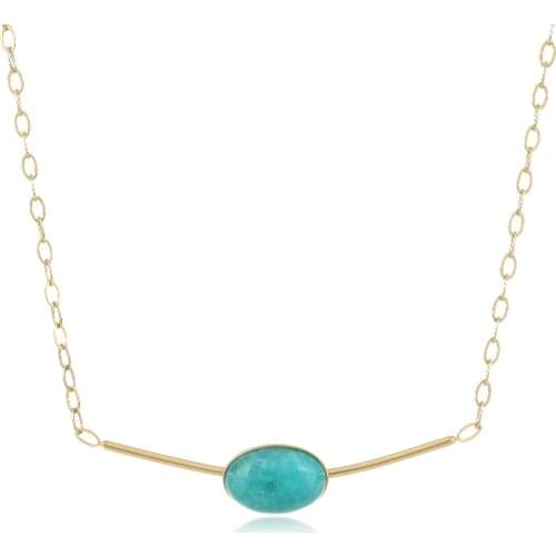 Trendy Turquoise Pendant Necklace for Women New Design 14K Stainless Steel Choker Collar Necklace Statement Party Jewelry Gift