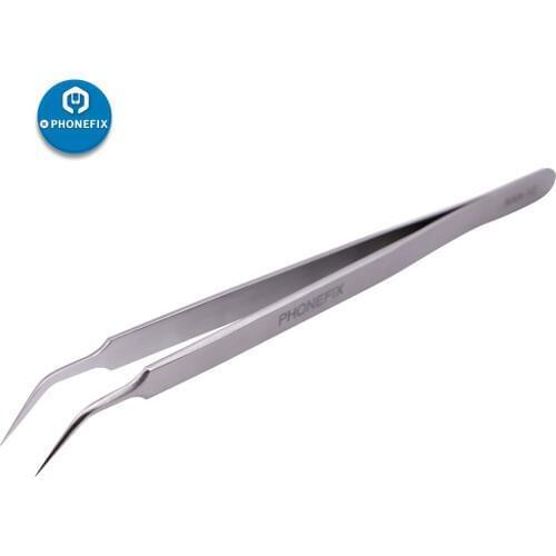 PHONEFIX Stainless Steel Tweezers Electronic Straight Curved Forceps Soldering Industrial Tweezers Hair Removal Tool Kit