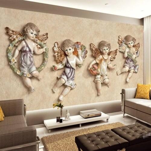 Custom 3D Photo Wallpaper European Style Relief Little Angel Living Room Bedroom Background Wall Art Mural Wallpapers Home Decor