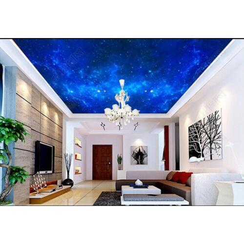 Custom photo wallpaper 3d ceiling wallpaper Fashion fantasy beautiful blue sky starry sky ceiling zenith mural background wall