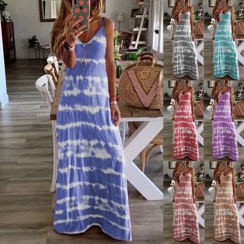 Casual Plus Size Women Maxi Dress Summer Sleeveless V-neck Striped Loose Sexy Dress Big Swing Backless Women Clothing Vestidos