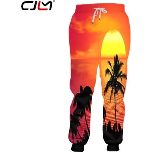 CJLM Man Casual Coconut tree Sweatpants Clothing Best Selling Mens Pants 3D Printed Creative Sunset Drop Shipping