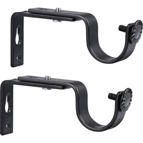 2PCS Curtain Wall Hook Adjustable Curtain Rod Bracket With Screws Wall-Mounted Curtain Pole Drapery Bracket For 15-22mm Rod