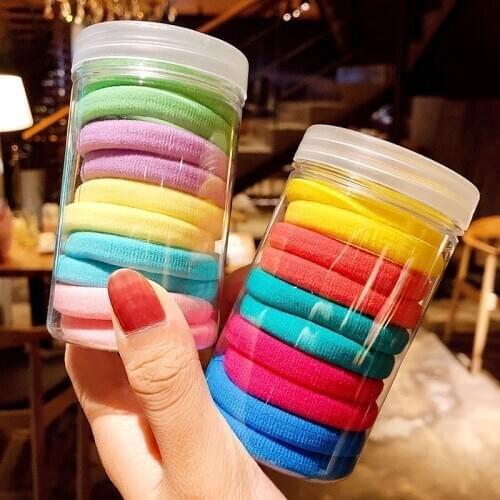 10PCS Box Packed 4.5cm Basic Nylon Elastic Sweet Rubber Band Girl Solid Ponytail Holder Women Scrunchie Fashion Hair Accessories