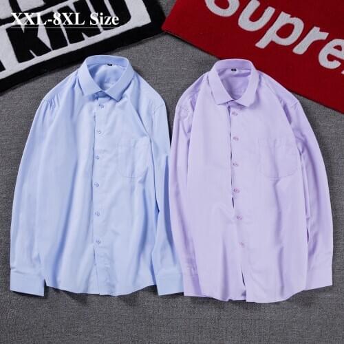 5XL 6XL 7XL 8XL Plus Size Mens Casual Long Sleeve Shirt New Autumn Fashion Business Loose Brand Shirt Male