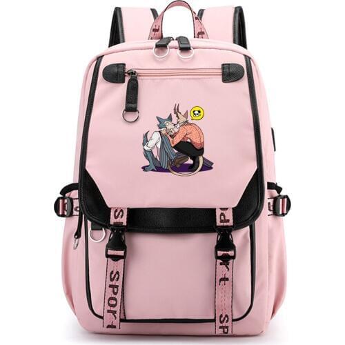 Anime BEASTAR Nylon Travel Backpack Large School Bags Cartoon Bookbag USB Charging Laptop Bagpack Girls Waterproof Rugzak