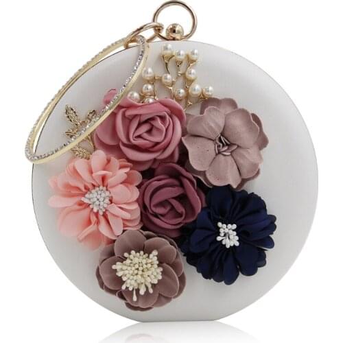 X5XA Chic Women Evening Bag Round Flower Dinner Party Wedding Clutch Shoulder Handbag