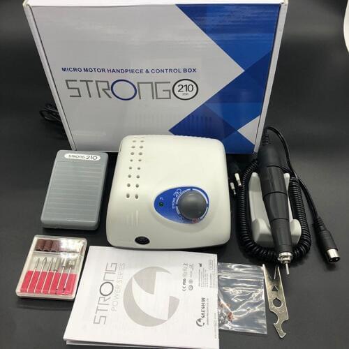 Strong 210 65W 35000 RPM electric nail drill 2.35mm 102L handle model manicure pedicure nail file little nail art equipment