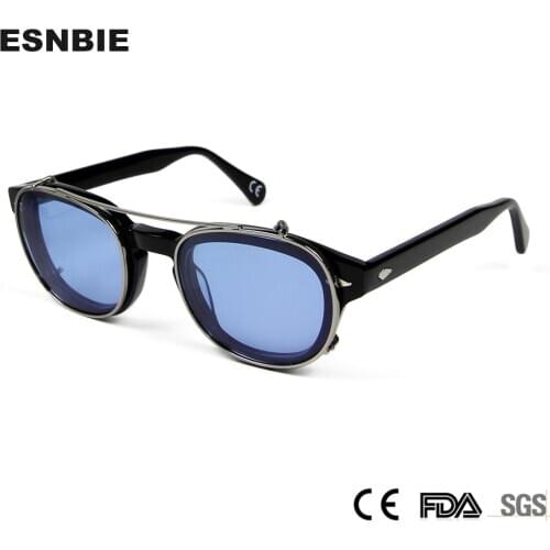 Shiny Round Clip On Sunglasses Polarized Sun Glasses For Women Men Acetate With Optical Eyeglasses Frame Fishing Shades Eyewear