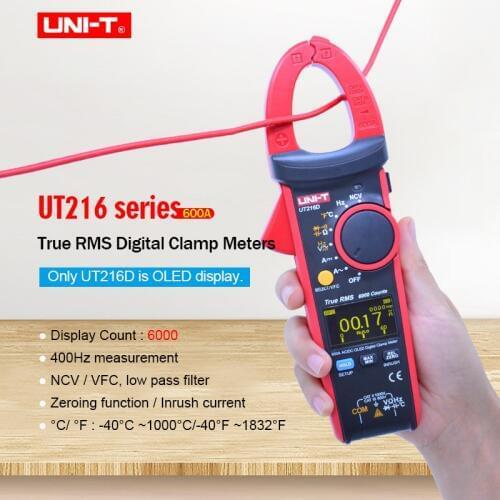 UNI-T UT216A/B/C/D True RMS Digital Clamp Meter AC DC voltmeter Ammeter Resistance Capacitance Frequency tester Auto Range