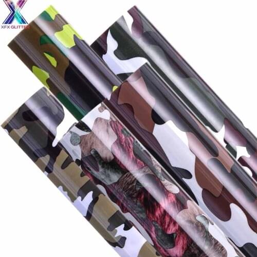 XFX HTV Camouflage Pattern Heat Transfer Vinyl 25x150cm Bundle Gift for Men Camo Print HTV Iron on for Cricut T-Shirt DIY Craft
