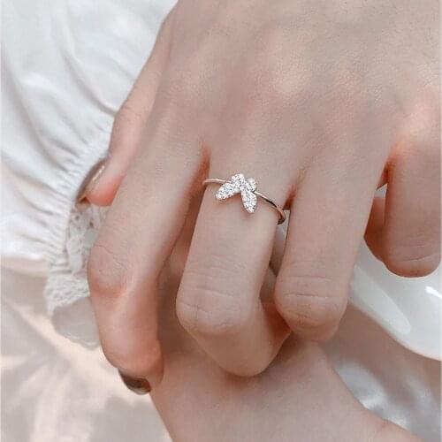 Vintage Butterfly Rings For Women Lover Couple Ring Open Cuff Engagement Wedding Rings Adjustable Jewelry Gifts Shiny Zircon
