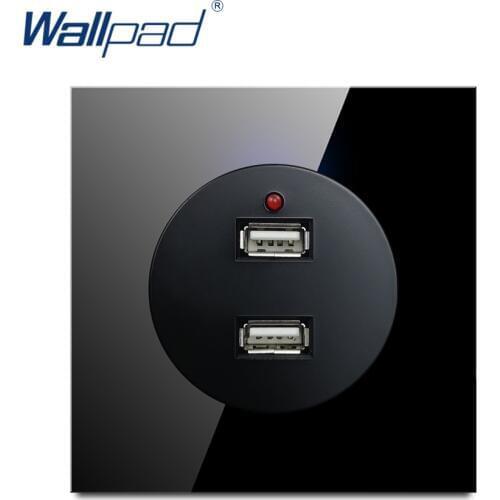 Wallpad 2 USB Socket Charger 5V 2400MA New Arrival Crystal Glass Panel Wall Power Socket Outlet