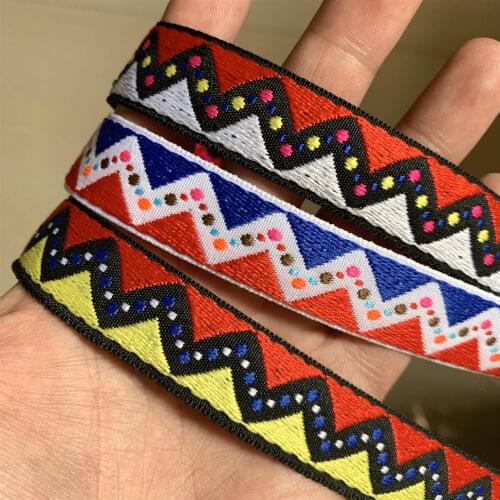 ZERZEEMOOY 20mm 2CM 5yard/set Woven Jacquard Ribbon Trims Geometric design for clothing accessory