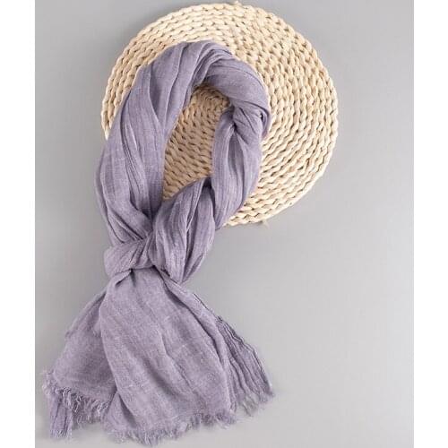 Cotton Linen Scarf Summer Sun Protection Oversize Women Shawl Soft Solid Long All-match Pashmina Wraps Bufanda Mujer 200*90CM
