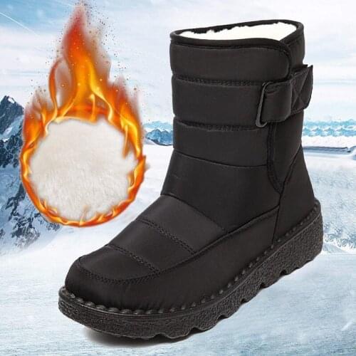 Womens Boots 2021 Winter New High-top Plush Boots Women Plus Velvet Velcro Booties Outdoor Lady Warm Snow Boots Botas De Mujer