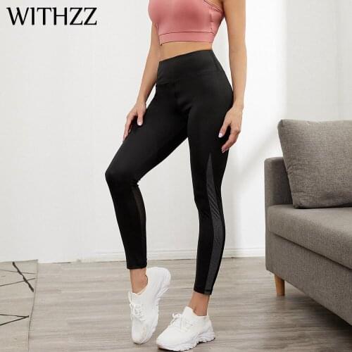 WITHZZ Female High Waist Mesh Color Matching Sports and Leisure Fitness Women Pants Leggings