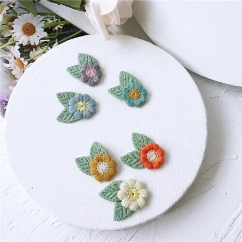 30pcs/lot 3*2.5cm Embroidered double leaf pumpkin flower Patches Appliques For Clothes shoes Sewing Supplies DIY Hair Decoration
