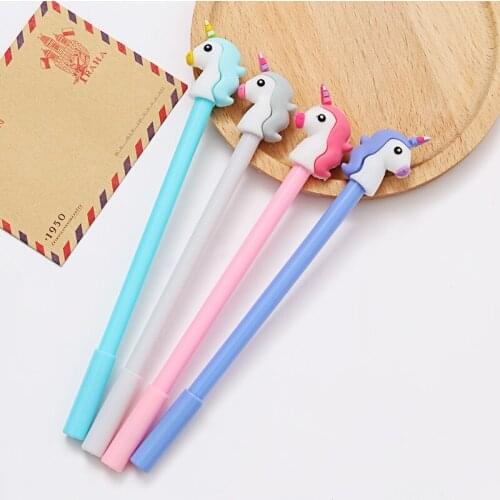 50PCS Lovely Creative Cartoon Unicorn Gel Pen Office Pen Exam Black Ink Pen Office Accessories Korean Stationery