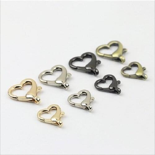 20pcs/lot hot style luggage hardware accessories love heart-shaped big lobster clasp chain link buckle open ring