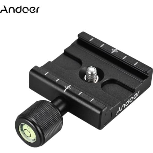 Andoer QR-50 Quick Release Plate Clamp Adapter with Built-in Bubble Level for Arca Swiss RRS Wimberley Tripod Ball Head