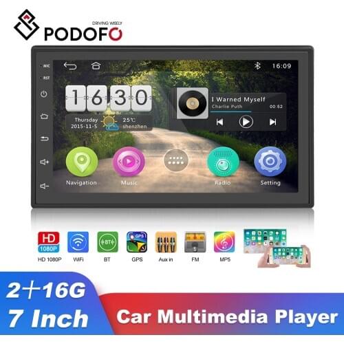 Podofo Android 2 Din Car Stereo Radio 7'' HD Mirror Car MP5 Player with Bluetooth WIFI GPS FM Radio Receiver Support Rear Camera