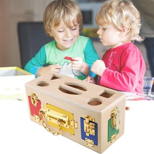 1Set Wooden Geometric Unlock Toy Interactive Toys Montessori Educational Baby Toddler Sensory Geometry Education Toy