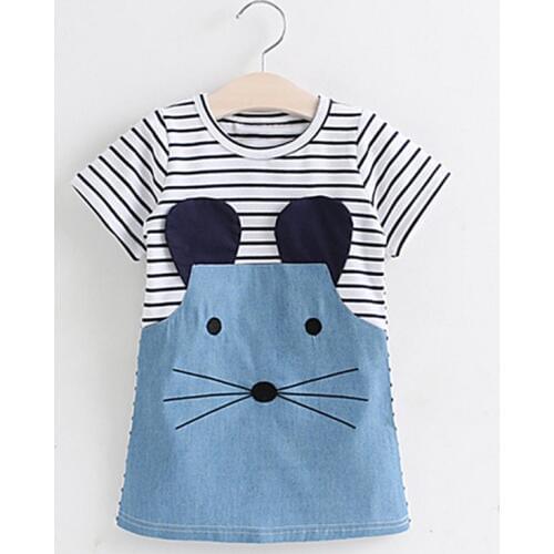 2018 Summer Dresses For Baby G Kids Clothes 2018 Princess Striped Dress Animal Applique Children Party Dress