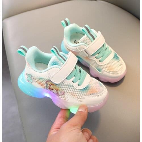 Disney childrens cartoon princess girl non-slip soft sole casual shoes sports shoes student running shoes light up shoes