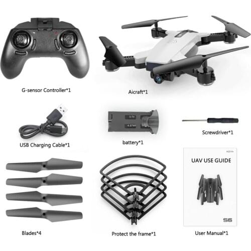 SMRC S6 RC Foldable Mini Headless Mode drone quadcopter aircraft with 720P WIFI HD camera LED Light Altitude Hold ti