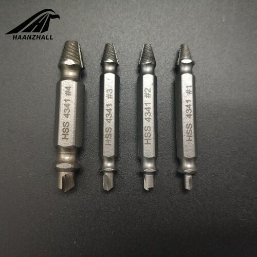 Double Ended Damaged Screw Extractor Broken Breakage Head Screw Extractors Wood Bolts Remover Extract Drill Tool 1# 2# 3# 4