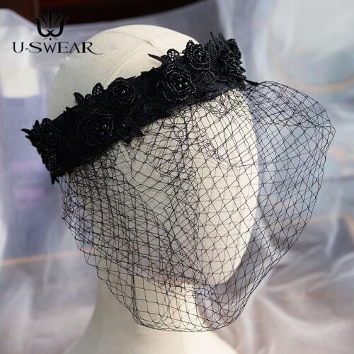 Elegant Retro Black Mesh Cover Beaded Hair Accessory Wedding Party Hat for Women Fashion Fascinator Wedding Party Hat Veil