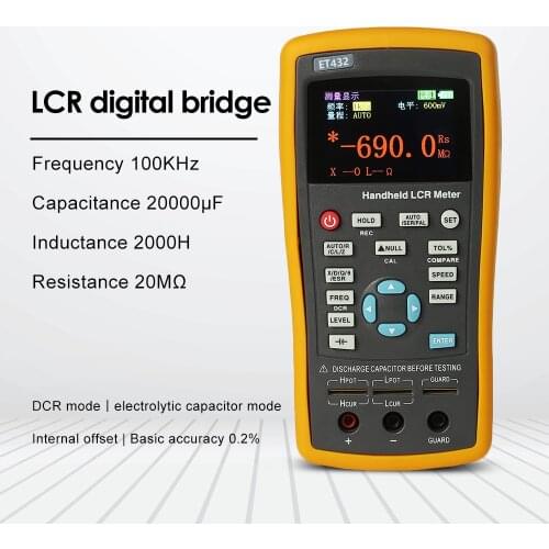 ET430/431/432/433 High Precision Capacitance Inductance Resistance Meter Tester Multimeter Handheld LCR Digital Bridge 2.8” TFT