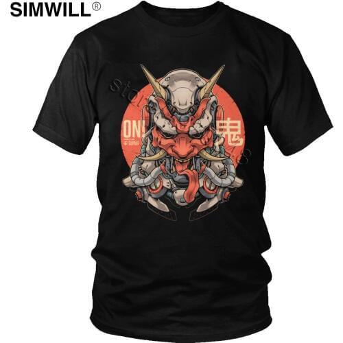 Japanese Demon Oni Mecha T Shirt Men Urban Harajuku Streetwear T-Shirt Short Sleeve Cotton Leisure Tee Designer Tops Merchandise