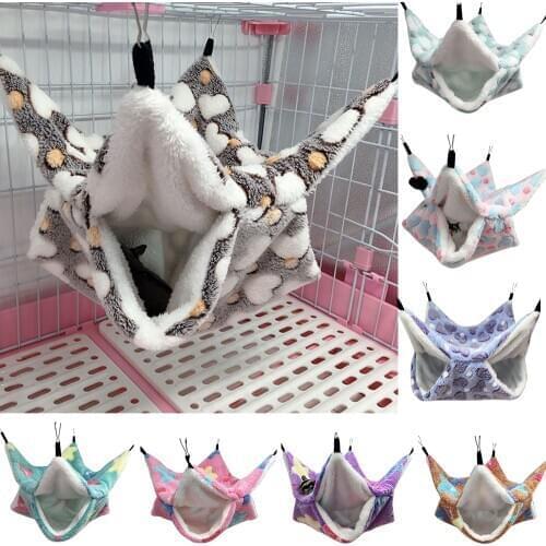 Pet Cage Hammock, Bunkbed Sugar Glider Hammock, Guinea Pig Cage Accessories Bedding, Warm Hammock for Small Animal Sleeping