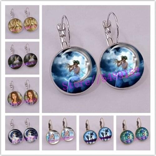 Gothic Angel Moon Pendant Earrings Personality Pattern Fairy Tale Stud Earrings Womens Jewelry Souvenir Collar Earring