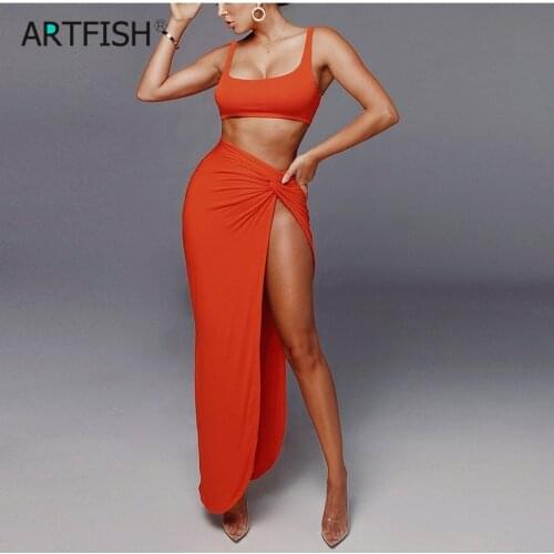 Ruched Sexy Party 2 Piece Set Women Plus Size Crop Top Twist Side Split Long Skirts Matching Sets Club Two Piece Outfits G1915