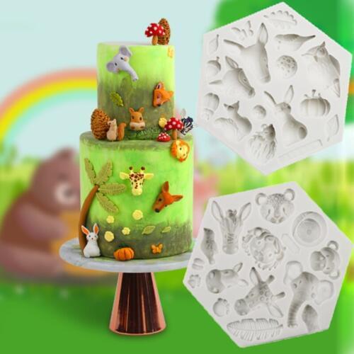 Rabbit Owl Lion Monkey Animals Mold Fondant Cakes Decor Tool Silicone Mold Sugarcraft Chocolate Baking Tools Cakes Gumpaste Form