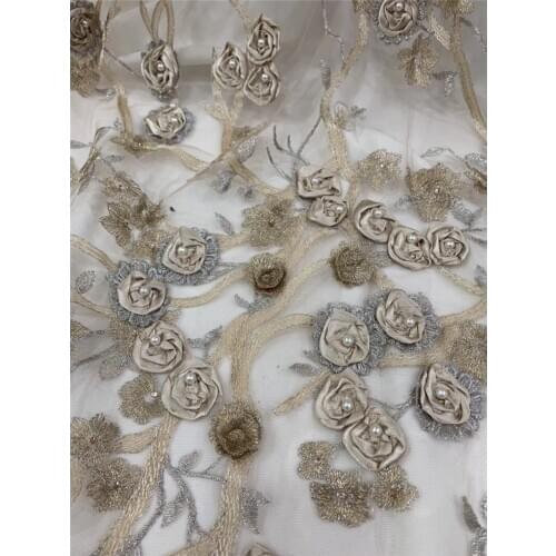 Best quality embroidery lace fabric BZL-12223 best quality african tulle mesh lace with 3d flowers for sawing dress