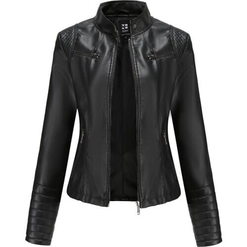 Womens Faux Leather Jacket Black Oversize PU Leather Winter Warm Clothes Multiple Colors Red Beige Camel Jackets