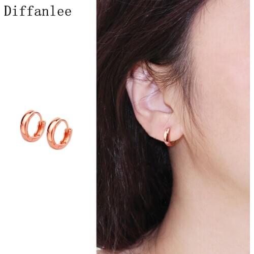 Mini Slim Trend Rose Gold color Hip-hop Huggie Circle Small Hoop Earrings For Women Kids Girls Baby Children Fashion Jewelry