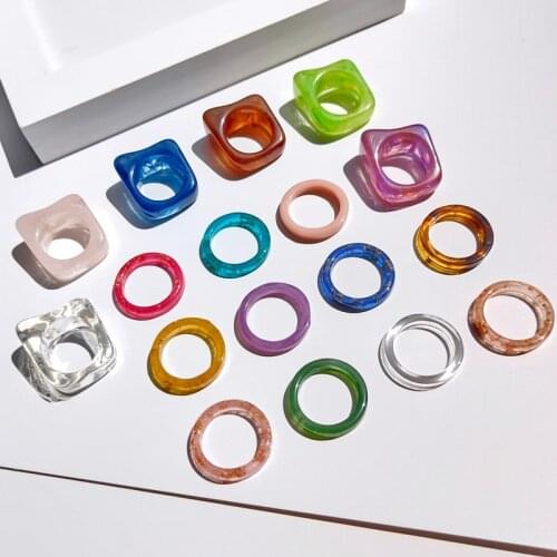 2-3 PCS/Set Fashion Acetate Colorful Acrylic Ring Set for Women Vintage Simple Thick Round Rings Set Ladies Summer Jewelry Gifts