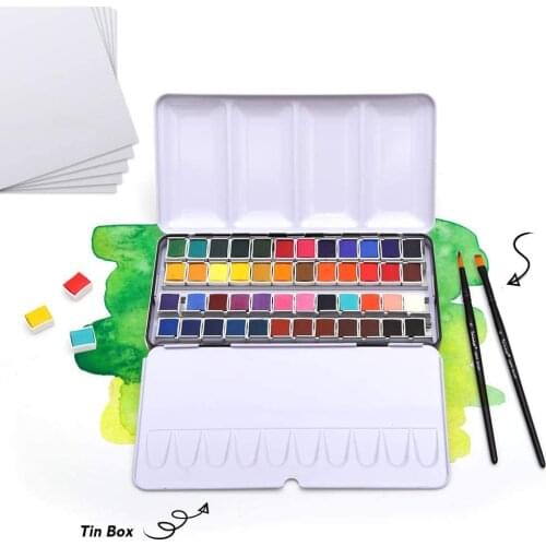 12/24/36/48 Colors Pigment Solid Watercolor Paints Set With Paintbrush Watercolor Pigment Set Art Supplies