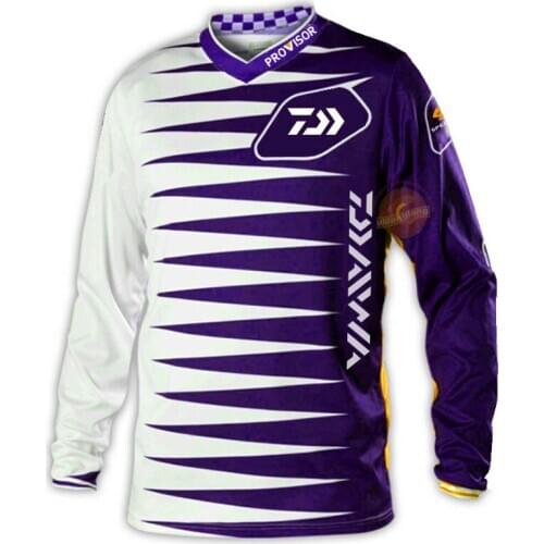 2021 Summer New DAIWA Long Sleeve Fishing Shirt Quick Dry Sports Outdoor Fishing Clothing Anti-UV Sunscreen Fishing Clothes 369