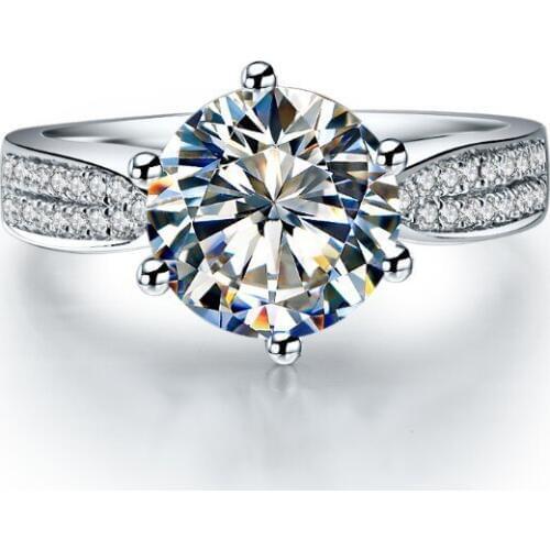 Solid Platinum PT950 Ring 2CT Diamond Engagement rings D Color VVS1 Love Promise Finger Ring For Girl Beautiful Box